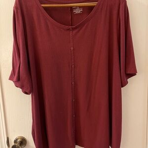 Lane Bryant Rich Burgundy Short Sleeve Top